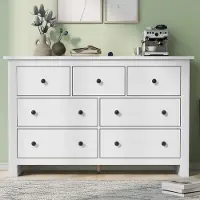 Merax Sideboard im Landhausstil, Schubkastenkommode aus Holz, Weiß,140cm breit