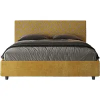 Ityhome - Gepolstertes Bett mit Bettkasten 160x190 mit Stoffbezug Era 06 Gelb Arla