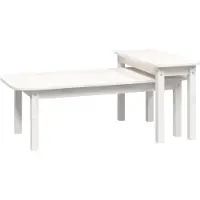 Syfax 2-tlg. Couchtisch-Set Weiß Massivholz Kiefer
