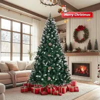 Alightup Künstlicher Weihnachtsbaum mit Kiefernzapfen und Schnee, 180cm mit 900 Spitzen & Metallständer