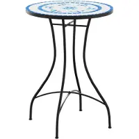 Syfax Mosaik-Bistrotisch Blau und Weiß Ø50x70 cm Keramik