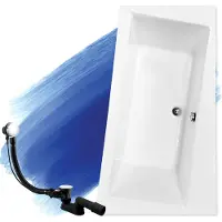 Badland Eckbadewanne Rechteck Badewanne Infinity RECHTS 170x110 mit Ablaufgarnitur und Füßen GRATIS ohne Verkleidung