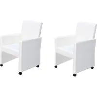 Syfax Esszimmerstühle 2 Stk. Weiß Kunstleder