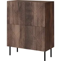 Mirjan 24 Türkommode Art Deco 4D 89, Highboard mit vier Drehtüren, Metallfüße, 89x40x118 cm (Farbe: Nuss Warmia)