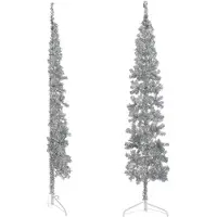 Syfax Künstlicher Halb-Weihnachtsbaum Ständer Schlank Silbern 240 cm