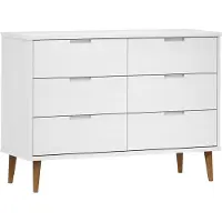 Syfax Schubladenschrank MOLDE Weiß 113x40x80 cm Massivholz Kiefer