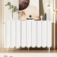 Novavision Griffloses Sideboard mit Wellentüren, Holzoptik, 120×35×80 cm, modern