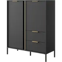 Furnlux Classic FURNLUX Sideboard Lars Black 103cm / Hauptfarbe: Schwarz / Abmessungen: 103 x 40 x 123 cm