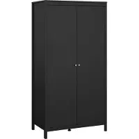 Dmora Kleiderschrank 2 Türen Zagabria, Schlafzimmermöbel, Schrank, Garderobe, 102x58 h199 cm, Schwarz