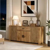 Merax Sideboard mit 4 Türen und 1 Schublade, Beistellschrank mit verstellbare Einlegeböden, für Wohnzimmer, Esszimmer, Multifunktional Kommode, Holz