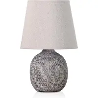 Ed Brubaker Tischlampe Nachttischlampe - 28,5 cm - Braun/Beige - Keramik Lampenfuß mit Struktur - Baumwoll Schirm Beige