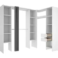 Dmora Großer Kleiderschrank Dindo, Schlafzimmermöbel, Schrank, Garderobe, 234x141 h205 cm, Weiß