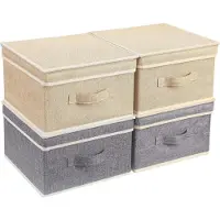 Sonstiges BrilliantJo Faltbare Aufbewahrungsboxen mit Deckel und Griff, Set in Grau und Beige 33,5x31,75x17,5 cm