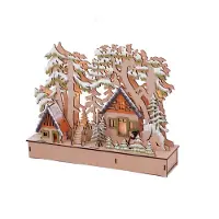 Spetebo 3.06 LED Landschaft Wald mit Haus - mehrfarbig - ca. 30 x 23 cm
