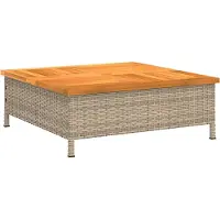 Syfax Gartentisch Beige 70x70x25 cm Rattan und Akazienholz