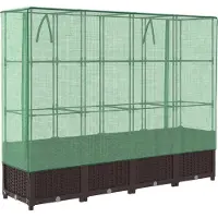 Syfax Hochbeet mit Gewächshaus-Aufsatz Rattan-Optik 160x40x138 cm