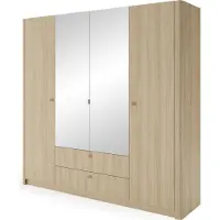 Furnlux Classic FURNLUX Kleiderschrank Viki Eiche 213cm / Hauptfarbe: Beige / Abmessungen: 213 x 208 x 55 cm