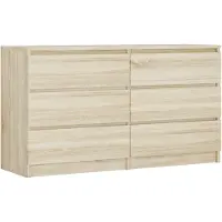 3Xeliving Kommode 6 Schubladen, Farbe: Sonoma-Eiche, 138 x 78 x 39 cm
