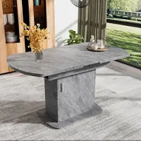 STILVORA Esstisch mit Stauraum, Ausziehbarer Küchentisch mit Staufächer und Aufbewahrungsschränke, einziehbare Design, auch als idealer Arbeitstisch oder kreativer Raum, Betonoptik+silberner Griff
