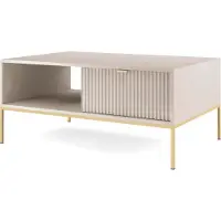 Furnlux Classic FURNLUX Couchtisch Avon Beige Und Gold 104cm / Hauptfarbe: Beige / Abmessungen: 104 x 48 x 68 cm