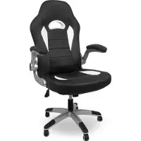 AGA Spielstuhl, Bürostuhl,Drehbarer Spielstuhl, Gamingstuhl, Racing Schreibtischstuhl,Chefsessel Schwarz - Weiß