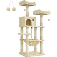 Feandrea Kratzbaum, Kratzbaum 143 cm, 2 gemütliche Aussichtsplattformen, beige