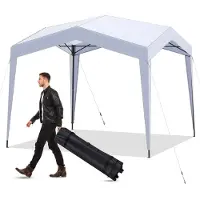 Costway Pavillon 3x3m, Pop up Faltpavillon mit Rolltasche, Gartenpavillon wasserdicht Stabil Winterfest, Pop up Gartenzelt, ohne Moskitonetz