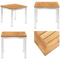 vidaXL Garten Beistelltisch 45x45x38 cm Massivholz Akazie Edelstahl - Beistelltisch - Beistelltische - Gartentisch - Gartentische