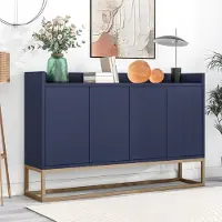 Fortuna Schöne moderne Kommode mit 4-Türiger 120 cm Sideboard Schrank für Esszimmer, Wohnzimmer, Küche - Marineblau