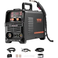 Vevor MIG-Schweißgerät, 130 A synergetische MIG-Schweißmaschine, 3-in-1-Flusskern-MIG/MMA/Lift-TIG-Mehrprozess-Schweißer, Welder mit IGBT-Wechselrichtertechnologie und digitalem Anzeigebildschirm
