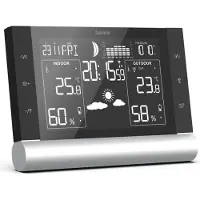 Hama Black Line L, Schwarz, Innen-Luftdruck, Innen-Hygrometer, Innen-Thermometer, Außen-Hygrometer, Außen-Thermometer, Akku, 190 mm, 160 mm, 65 mm