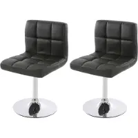 Mendler 2er-Set Esszimmerstuhl Drehstuhl Stuhl Kavala Kunstleder Chrom schwarz