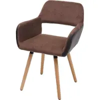 Mendler Esszimmerstuhl HWC-A50 II, Stuhl Küchenstuhl, Retro 50er Jahre Design Kunstleder/Stoff, hellbraun, helle Beine