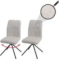 Mendler 2er-Set Esszimmerstuhl HWC-N99, Küchenstuhl, drehbar Auto-Return, Stoff/Textil Chenille (340g/m²) creme