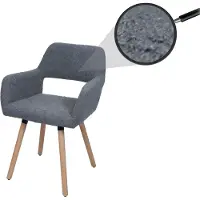 Mendler Esszimmerstuhl HWC-A50 II, Stuhl Küchenstuhl Polsterstuhl, Holz Stoff/Textil Bouclé (450g/m²) dunkelgrau