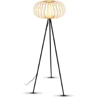 Briloner Floor light, bamboo nature, excl. 1xE27/max.10W