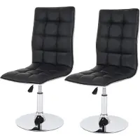 Mendler 2er-Set Esszimmerstuhl HWC-C41, Stuhl Küchenstuhl, höhenverstellbar drehbar, Kunstleder - schwarz