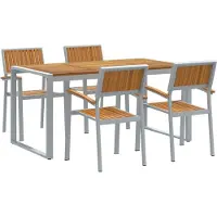 Syfax Garten Essgruppe 5 stk. Grau Massivholz Akazie