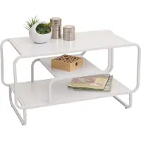 Mendler Couchtisch HWC-O49, Wohnzimmertisch Tisch, Industrial 3 Ablagen, Metall 45x80x40cm weiß