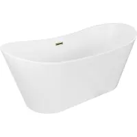 Mexen Montana freistehende Badewanne 180 x 80 cm, weiß, Überlauf gold - 52011808000-50