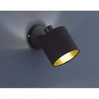 Meine Wunschleuchte Klassischer Wandstrahler 1-flammig mit Stoffschirm Schwarz Gold inkl. E14 LED