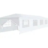 Syfax Gartenzelt Weiß 12 x 3 x 2,55 m mit 8 abnehmbaren Seitenteilen und Fenstern