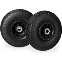 Relaxdays 4 x Sackkarrenrad, pannensichere Vollgummireifen, 3.00-4 Zoll, 20 mm Achse, bis 80 kg, Ersatzrad 260 x 85 mm, schwarz