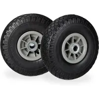 Relaxdays 8 x Sackkarrenrad, pannensichere Vollgummireifen, 3.00-4 Zoll, 20 mm Achse, bis 80 kg, Ersatzrad 260x85mm, schwarz-grau