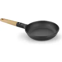 BRA Market | 24 cm Bratpfanne, Aluminiumguss, abnehmbarer Griff aus Naturholz, dreischichtige Antihaftbeschichtung, PFOA-frei, für alle Herdarten geeignet, auch Induktion