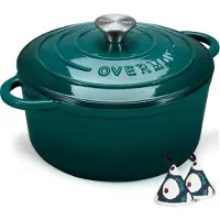 OVERMONT Bräter emaille Gusseisen Topf - Schmortopf 24cm backofengeeignet - mit