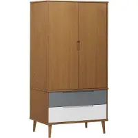 Syfax Kleiderschrank MOLDE Braun 90x55x175 cm Massivholz Kiefer