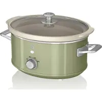 Swan SF17021GNEU Retro Slow Cooker 3,5L, Antihaft-Keramisches PFOA- und PTFE-freies, Vintage Grün