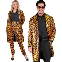 W WIDMANN MILANO Party Fashion - Pailletten Mantel Erwachsene – Größe XXL, Tiger Braun