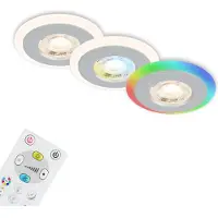 DI-KA LED Einbauleuchten CCT RGB-Lichtring Fernbedienung dimmbar IP44 chrom